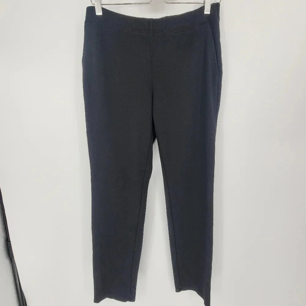 Eileen Fisher black viscose stretchy straight leg dress work pants size small